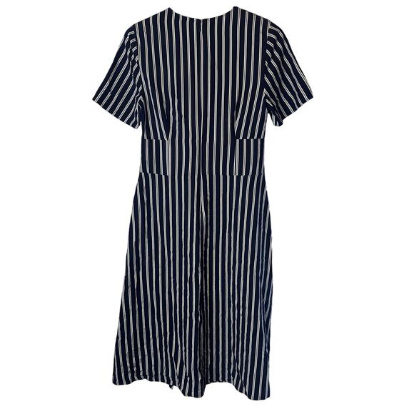 Boden Striped Asymmetric Midi Dress Navy Blue NEW - Picture 3 of 9